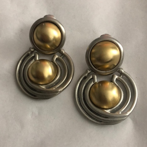 Vintage Givenchy Gold/Silvertone Clip on Earrings - Picture 1 of 6